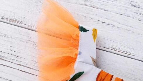 Newborn Baby Girl Halloween Thanksgiving Outfit Tutu Flutter Sleeve Pumpkin Romper with Bowknot Headband in Saudi Arabia