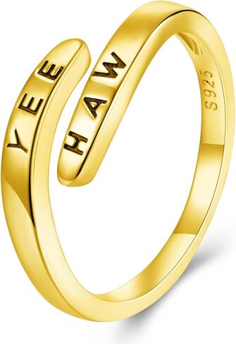 Wrap around YEE HAW Western Rings 925 Sterling Silver Country Southern Hippie Boho Cowgirl Rodeo Jewelry for Women in Kuwait