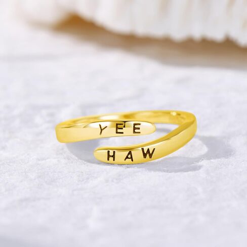 Wrap around YEE HAW Western Rings 925 Sterling Silver Country Southern Hippie Boho Cowgirl Rodeo Jewelry for Women in Kuwait