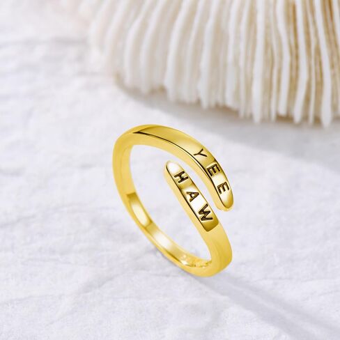 Wrap around YEE HAW Western Rings 925 Sterling Silver Country Southern Hippie Boho Cowgirl Rodeo Jewelry for Women in Kuwait