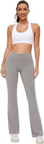RIOJOY Flare Leggings Cargo with Pockets for Women High Waisted Yoga Leggings Tummy Control Workout Pants in Kuwait