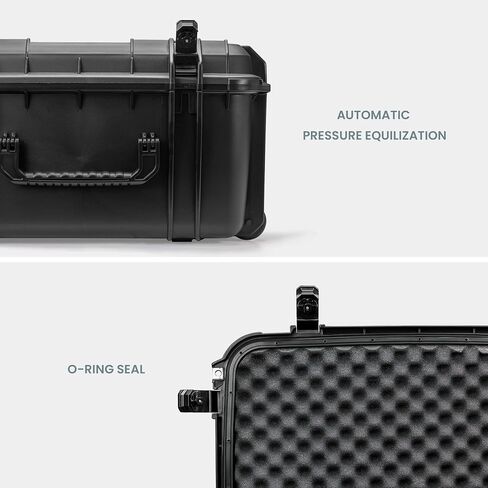 Seahorse 1220 Heavy Duty Hard Protective Equipment Crate With Accuform Foam - TSA Approved/Mil Spec / IP67 Waterproof/USA Made for Telescopes, Drones, Gimbal, Camera, Diving Equipment (Black) in Saudi Arabia