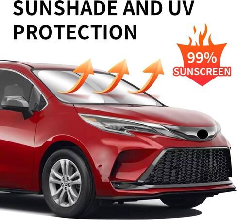 Car Sun Shade for Toyota Sienna 2021 2022 2023 2024 Auto Interior Accessories Foldable Sunshade Windshield Visor Cooler Protector Front Windows Cover Shield in Saudi Arabia
