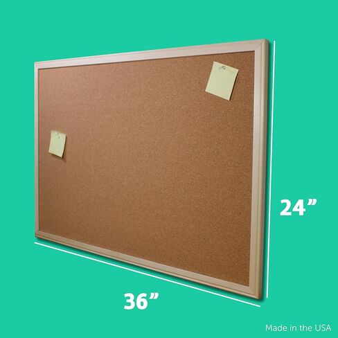 Flipside Products 24" x 36" (2' x 3') Cork Bulletin Board, Natural Wood Framed, Message and Vision Board, Memo Pin, Hanging Wall Mounted in Saudi Arabia