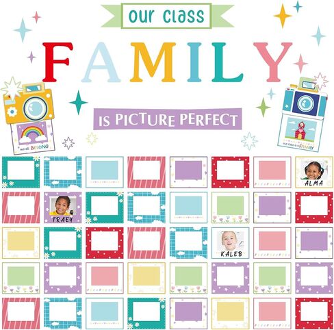 67 Pcs Picture Frame Bulletin Board Set with Our Class Family is Picture Perfect Photo Frames Glitter Landscape Monogram Cutouts for Classroom Bulletin Board Welcome Wall Chalkboard Party in Saudi Arabia