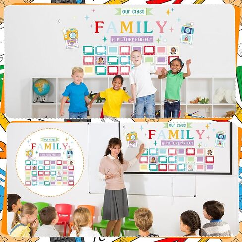 67 Pcs Picture Frame Bulletin Board Set with Our Class Family is Picture Perfect Photo Frames Glitter Landscape Monogram Cutouts for Classroom Bulletin Board Welcome Wall Chalkboard Party in Saudi Arabia