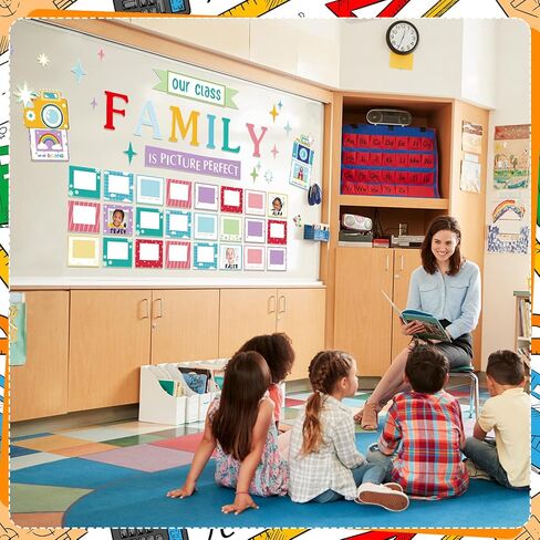 67 Pcs Picture Frame Bulletin Board Set with Our Class Family is Picture Perfect Photo Frames Glitter Landscape Monogram Cutouts for Classroom Bulletin Board Welcome Wall Chalkboard Party in Saudi Arabia