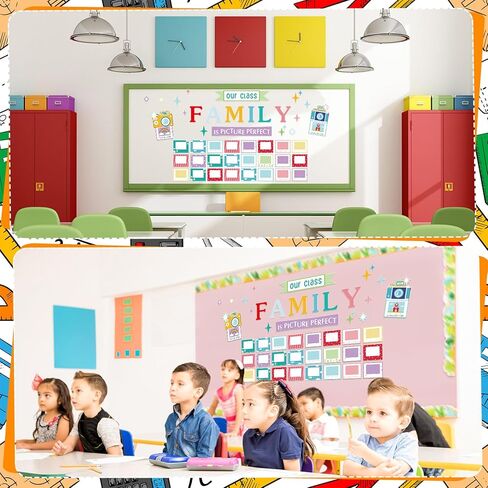 67 Pcs Picture Frame Bulletin Board Set with Our Class Family is Picture Perfect Photo Frames Glitter Landscape Monogram Cutouts for Classroom Bulletin Board Welcome Wall Chalkboard Party in Saudi Arabia
