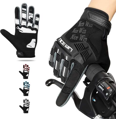 NICEWIN Cycling Gloves for Men Full Finger Riding Gloves Anti-Slip Breathable Mountain Bike Gloves Bicycle Riding Gloves with Knuckles Protection Gel Pad in Kuwait