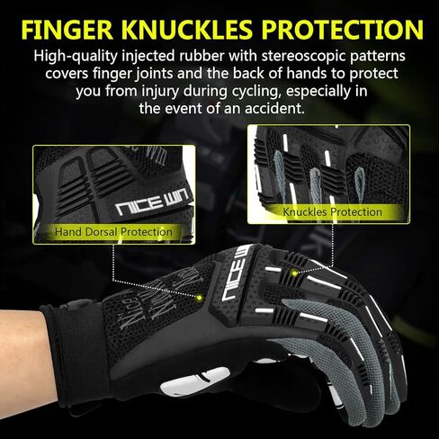 NICEWIN Cycling Gloves for Men Full Finger Riding Gloves Anti-Slip Breathable Mountain Bike Gloves Bicycle Riding Gloves with Knuckles Protection Gel Pad in Kuwait