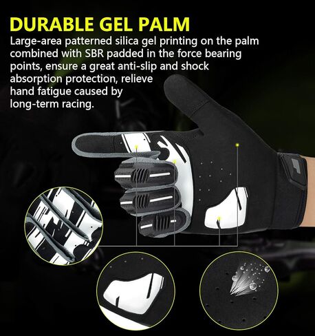 NICEWIN Cycling Gloves for Men Full Finger Riding Gloves Anti-Slip Breathable Mountain Bike Gloves Bicycle Riding Gloves with Knuckles Protection Gel Pad in Kuwait