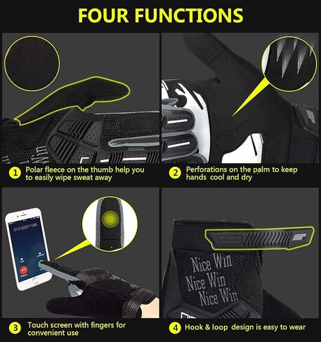 NICEWIN Cycling Gloves for Men Full Finger Riding Gloves Anti-Slip Breathable Mountain Bike Gloves Bicycle Riding Gloves with Knuckles Protection Gel Pad in Kuwait