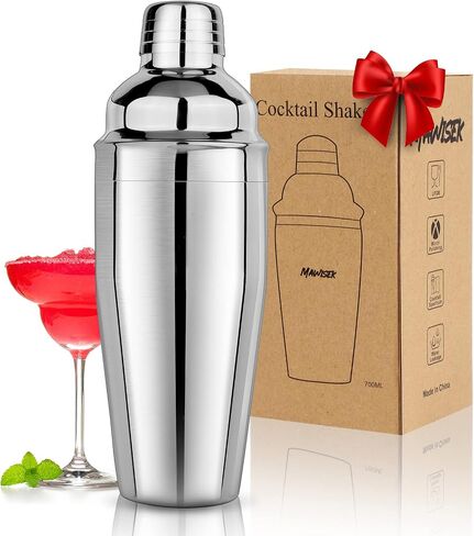 Cocktail Shaker 25oz Martini Shaker Bar Shaker Drink Shaker Bar tools with Built-In Strainer for Bartender, Professional 18/8 Stainless Steel Margarita Mixer for Mixed Drinks (Black) in Saudi Arabia