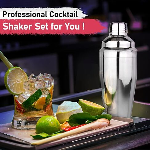 Cocktail Shaker 25oz Martini Shaker Bar Shaker Drink Shaker Bar tools with Built-In Strainer for Bartender, Professional 18/8 Stainless Steel Margarita Mixer for Mixed Drinks (Black) in Saudi Arabia