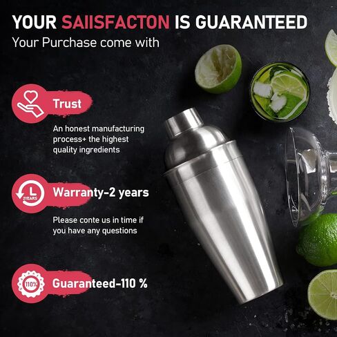 Cocktail Shaker 25oz Martini Shaker Bar Shaker Drink Shaker Bar tools with Built-In Strainer for Bartender, Professional 18/8 Stainless Steel Margarita Mixer for Mixed Drinks (Black) in Saudi Arabia
