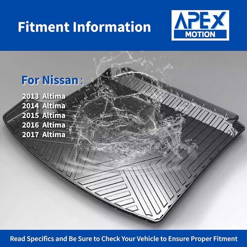 بطانة شحن APEXMOTION لـ: /-Nissan Altima Sedan 2013 2014 2015 2016 2017 2018 سجادة أرضية واقية مقاومة للماء، صينية بطانة صندوق السيارة، حصيرة منطقة البضائع الخلفية المطاطية شديدة التحمل in Kuwait