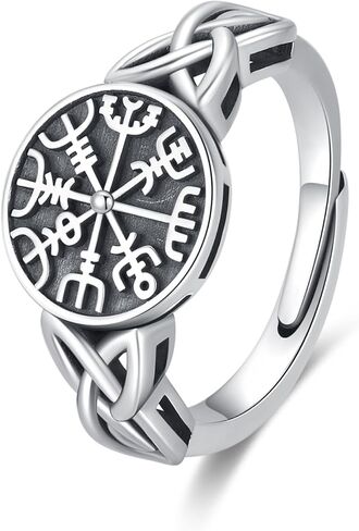 CUOKA MIRACLE Viking Ring 925 Sterling Silver Celtic Knot Ring Celtic Pagan Jewelry of Talisman Norse Pagan Ring for Men Women Jewelry Gifts in Kuwait