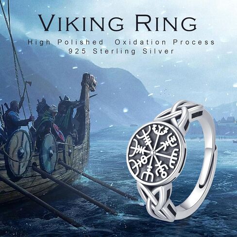 CUOKA MIRACLE Viking Ring 925 Sterling Silver Celtic Knot Ring Celtic Pagan Jewelry of Talisman Norse Pagan Ring for Men Women Jewelry Gifts in Kuwait
