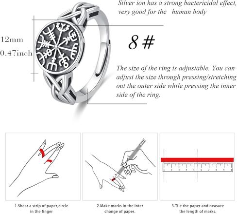 CUOKA MIRACLE Viking Ring 925 Sterling Silver Celtic Knot Ring Celtic Pagan Jewelry of Talisman Norse Pagan Ring for Men Women Jewelry Gifts in Kuwait