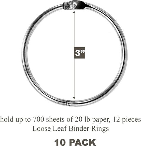 50 Pack Loose Leaf Binder Rings, Silver 1.5" (38mm) Capacity, for Index Cards Album Notebook Crafts Paper, Keychain Key Rings Steel Metal Book Rings in Kuwait