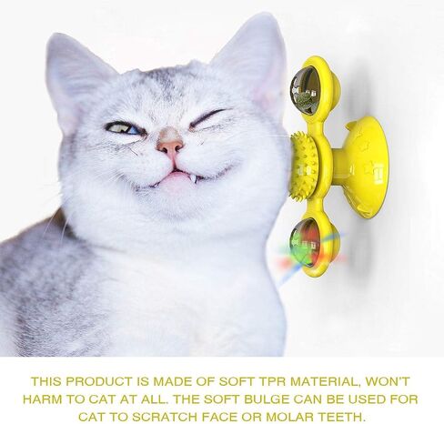 Interactive Windmill Cat Toys with Catnip : Cat Toys for Indoor Cats Funny Kitten Toys with LED Light Ball Suction Cup‖Cat Nip Toy for Cat chew Exercise (Blue) in Saudi Arabia
