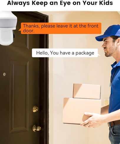 Light Bulb Camera Outdoor Indoor 2K 3MP Home Security Cameras, LED Bulb, 360° PTZ Dual Screen, Motion Detection, Tracking & Alarm, Color Night Vision, 2.4Ghz WiFi, 2-Way Talk, 24/7 Recording in Kuwait