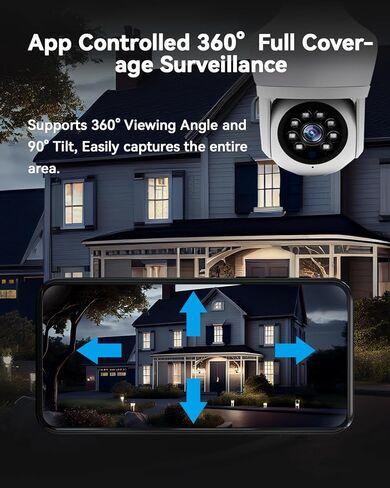 Light Bulb Camera Outdoor Indoor 2K 3MP Home Security Cameras, LED Bulb, 360° PTZ Dual Screen, Motion Detection, Tracking & Alarm, Color Night Vision, 2.4Ghz WiFi, 2-Way Talk, 24/7 Recording in Kuwait