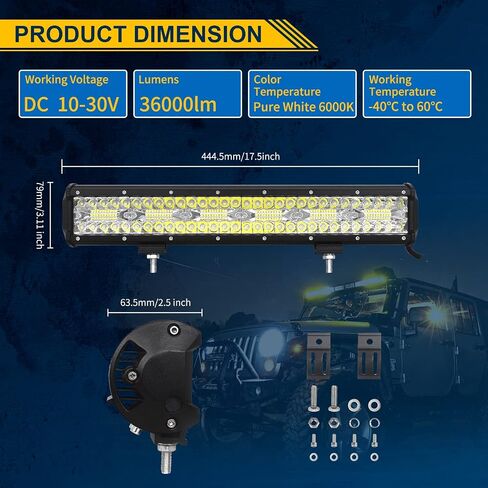 Willpower 2 Pieces 4 inch 60W LED Light Bar Work Light 4 Row Spot Flood Beam Off Road Auto Fog Driving Lamp for Trucks Tractor 4X4 Jeep Boat 12V 24V Waterproof IP67 in Saudi Arabia