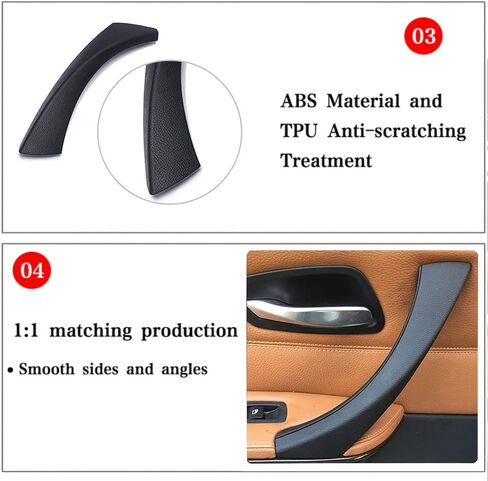 Moonlinks متوافقة مع مقابض سحب الأبواب BMW E90/E91/E92/E93 + غطاء خارجي لمقبض الباب، مجموعة أغطية مقابض باب الركاب الأمامي الأيمن/الخلفي الأيمن (متوافقة مع BMW 323 325 328 330 335) (رمادي) in Saudi Arabia