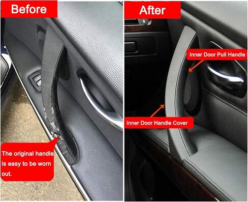 Moonlinks متوافقة مع مقابض سحب الأبواب BMW E90/E91/E92/E93 + غطاء خارجي لمقبض الباب، مجموعة أغطية مقابض باب الركاب الأمامي الأيمن/الخلفي الأيمن (متوافقة مع BMW 323 325 328 330 335) (رمادي) in Saudi Arabia