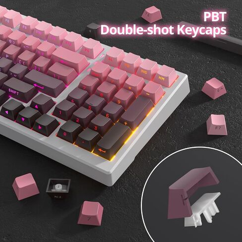 Guffercty kred 140- Keys Side Printed Keycap PBT Gradient Keycaps 75 Percent, Cherry Profile Minimalist Style Custom Shine Through Keyboard Keycap for Mechanical Keyboards(Grey Side Print) in Saudi Arabia