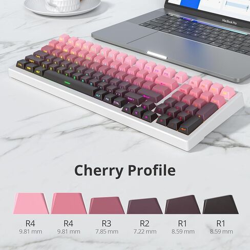 Guffercty kred 140- Keys Side Printed Keycap PBT Gradient Keycaps 75 Percent, Cherry Profile Minimalist Style Custom Shine Through Keyboard Keycap for Mechanical Keyboards(Grey Side Print) in Saudi Arabia