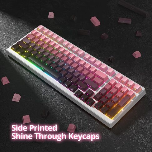 Guffercty kred 140- Keys Side Printed Keycap PBT Gradient Keycaps 75 Percent, Cherry Profile Minimalist Style Custom Shine Through Keyboard Keycap for Mechanical Keyboards(Grey Side Print) in Saudi Arabia