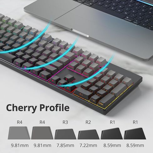 Guffercty kred 140- Keys Side Printed Keycap PBT Gradient Keycaps 75 Percent, Cherry Profile Minimalist Style Custom Shine Through Keyboard Keycap for Mechanical Keyboards(Grey Side Print) in Kuwait