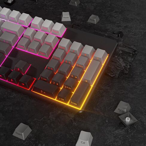 Guffercty kred 140- Keys Side Printed Keycap PBT Gradient Keycaps 75 Percent, Cherry Profile Minimalist Style Custom Shine Through Keyboard Keycap for Mechanical Keyboards(Grey Side Print) in Kuwait