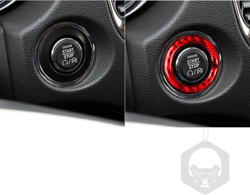 حقيقية لينة من ألياف الكربون سيارة الإشعال زر لوحة زر المحرك بدء إيقاف زر حلقة تقليم قسط ملصق متوافق مع دودج دورانجو 2014-2020 اكسسوارات السيارات الداخلية الأحمر in Kuwait