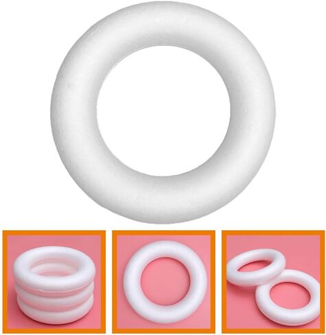 Luxshiny Foam Wreath Form Christmas Foam Circles Crafts White Foam Wreath Ring 20cm Round Polystyrene Rings for Christmas DIY Arts Flower Projects Wedding Home Decoration in Kuwait