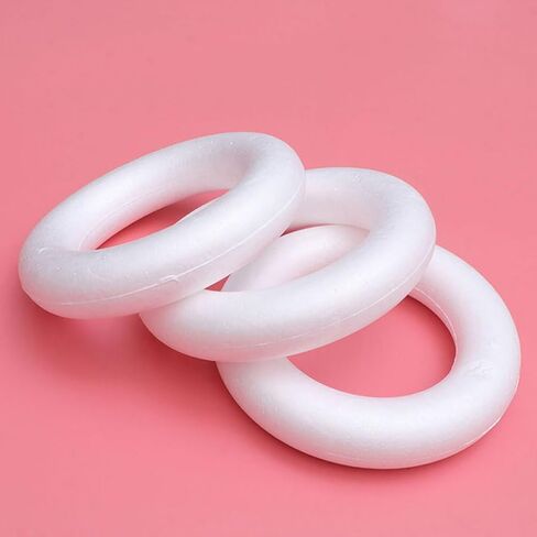 Luxshiny Foam Wreath Form Christmas Foam Circles Crafts White Foam Wreath Ring 20cm Round Polystyrene Rings for Christmas DIY Arts Flower Projects Wedding Home Decoration in Kuwait