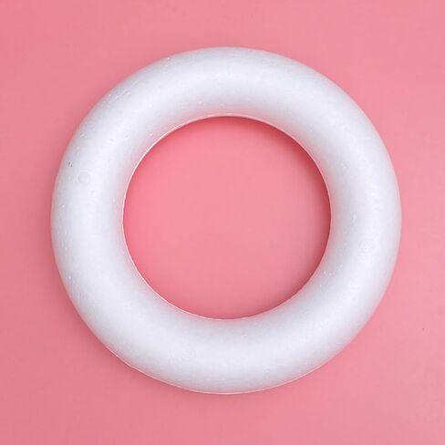 Luxshiny Foam Wreath Form Christmas Foam Circles Crafts White Foam Wreath Ring 20cm Round Polystyrene Rings for Christmas DIY Arts Flower Projects Wedding Home Decoration in Kuwait