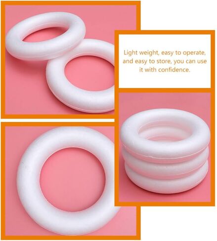 Luxshiny Foam Wreath Form Christmas Foam Circles Crafts White Foam Wreath Ring 20cm Round Polystyrene Rings for Christmas DIY Arts Flower Projects Wedding Home Decoration in Kuwait