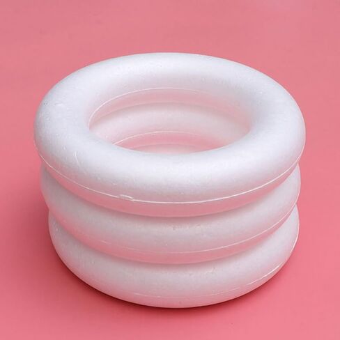 Luxshiny Foam Wreath Form Christmas Foam Circles Crafts White Foam Wreath Ring 20cm Round Polystyrene Rings for Christmas DIY Arts Flower Projects Wedding Home Decoration in Kuwait