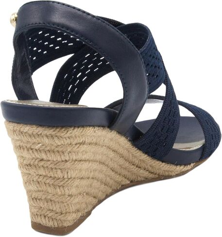صندل نسائي من LONDON FOG Pickwick مفتوح عند الأصابع من Espadrille بكعب عريض قابل للتمدد in Kuwait