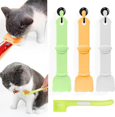 Mity rain 3PCS Happy Spoon for Cats with Cat Food Spoon for Wet Food, Cat Spoon for Cat Treats Squeeze Up, Liquid, Snack Cat Feeding Food Storage, Pet Food Can Supplies in Saudi Arabia