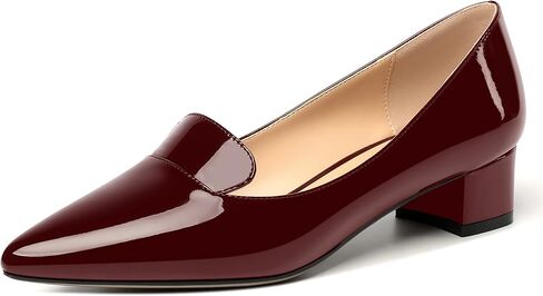 ROSERWISH Womens Slip On Patent Pointed Toe Casual Fashion Work Chunky Low Heel Pumps Shoes 1.5 Inch in Saudi Arabia