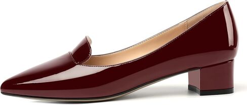 ROSERWISH Womens Slip On Patent Pointed Toe Casual Fashion Work Chunky Low Heel Pumps Shoes 1.5 Inch in Saudi Arabia