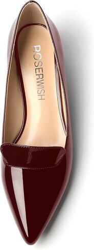 ROSERWISH Womens Slip On Patent Pointed Toe Casual Fashion Work Chunky Low Heel Pumps Shoes 1.5 Inch in Saudi Arabia