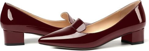 ROSERWISH Womens Slip On Patent Pointed Toe Casual Fashion Work Chunky Low Heel Pumps Shoes 1.5 Inch in Saudi Arabia