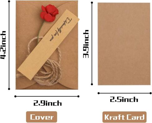 JOHOUSE 50PCS Gift Card Envelopes, Kraft Envelope with Gold Border Small Envelope Heart Shaped Clasp for Wedding Birthday Note Cards Business Card in Saudi Arabia