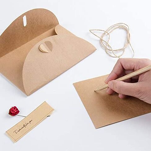JOHOUSE 50PCS Gift Card Envelopes, Kraft Envelope with Gold Border Small Envelope Heart Shaped Clasp for Wedding Birthday Note Cards Business Card in Saudi Arabia