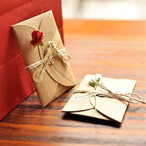 JOHOUSE 50PCS Gift Card Envelopes, Kraft Envelope with Gold Border Small Envelope Heart Shaped Clasp for Wedding Birthday Note Cards Business Card in Saudi Arabia